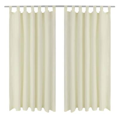 VidaXL Micro-satijnen gordijnen met ringen 140 x 175 cm 2 stuks (creme)