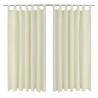 VidaXL Micro-satijnen gordijnen met ringen 140 x 175 cm 2 stuks (creme) - thumbnail
