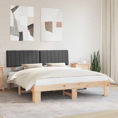 Bedframe met Gevoerd Hoofdgedeelte Donkergrijs 180 x 200 cm