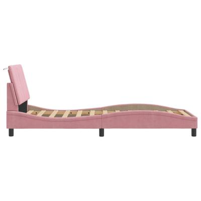 Bedframe met LED-verlichting fluweel roze 90x200 cm - thumbnail