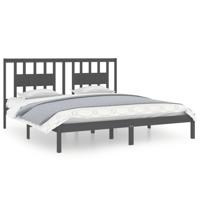 Bedframe massief grenenhout grijs 200x200 cm - thumbnail