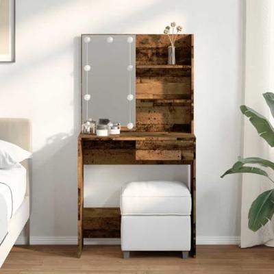 Kaptafel met LED-verlichting 74,5x40x141 cm oud houtkleurig