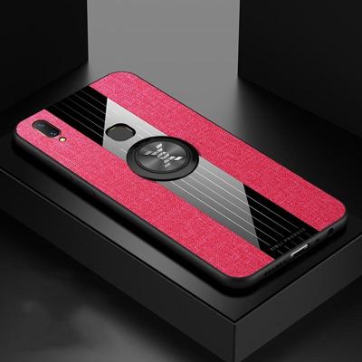 Voor vivo Y75/V7 XINLI stiksels doek textuur schokbestendig TPU beschermhoes met ring houder (rood)