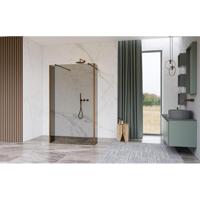 Fortifura Galeria Vrijstaande Inloopdouche - 140x200cm - Rookglas - antikalk - 8mm veiligheidsglas - wandsteunen - Geborsteld koper PVD (Koper) SW927772 2x/SW797946 - thumbnail