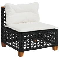 10-delige Loungeset met kussens poly rattan zwart - thumbnail