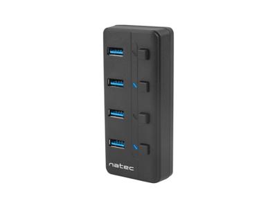NATEC HUB USB 3.0 MANTIS 2 4-POORTS MET SWITCH+STROOMVOORZIENING