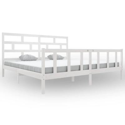 Bedframe massief grenenhout wit 200x200 cm