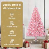 VidaXL Kunstmatig voorverlicht kerstboom met 150 led roze 150 cm pvc - thumbnail