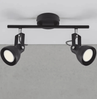 Plafondlamp zwart 'Aslak Double' Nordlux zwart plafondspot modern led lamp gu10 32 cm - thumbnail