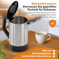 Bomann WKS3002CB Waterkoker 1.5L 2200W RVS/Zwart - thumbnail