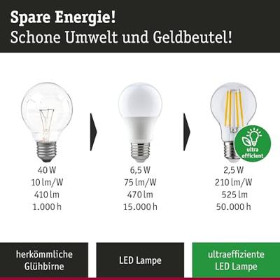 Paulmann 29134 LED-lamp Energielabel A (A - G) E14 2.5 W Warmwit (Ø x h) 45 mm x 100 mm 3 stuk(s)