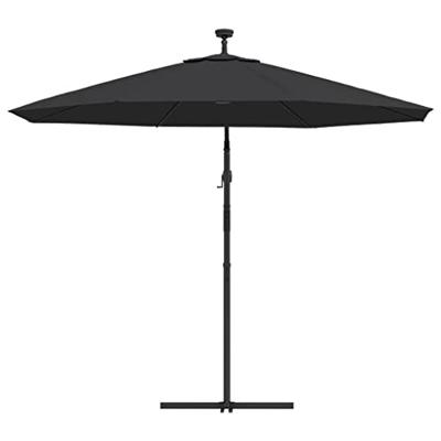 Zweefparasol met LED en stalen paal 300 cm zwart