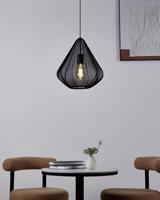 EGLO Dolwen Hanglamp - E27 - Ø 33,5 cm - Zwart - Textiel - thumbnail