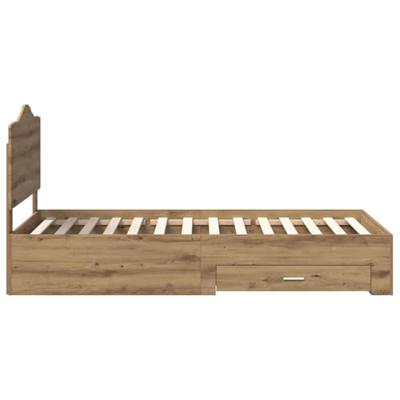 Bedframe met hoofdeinde Artisan Eiken 90 x 190 cm Bewerkt hout