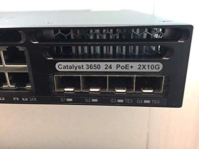 Cisco Catalyst 3650-24PD-E Switch, C3, Management, 24 x 10/100/1000 (PoE+) + 2 x 10 Gigabit SFP+, Desktop-PC, Rackmontage, PoE+ (390 W)