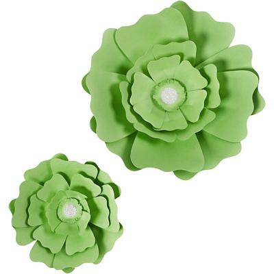 Creativ Company Papieren bloemen, d 15+25 cm, 230 gr, groen, 2 stuk/ 1 doos