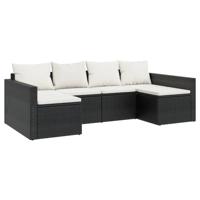 2-delige Loungeset met kussens poly rattan zwart - thumbnail