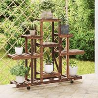 VidaXL Plantenstandaard met wielen 110x25x101 cm massief vurenhout - thumbnail