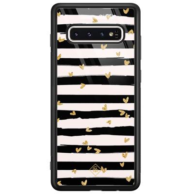 Samsung Galaxy S10 glazen hardcase - Hart streepjes Samsung Galaxy S10 glazen hardcase - Hart streepjes