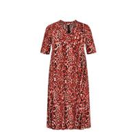 Yoek jurk met dierenprint en open detail rood/zwart/wit - thumbnail