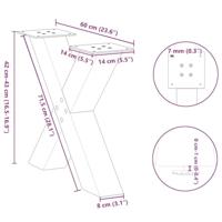 Salontafelpoten 2 st X-vormig 60x(42-43) cm staal wit - thumbnail