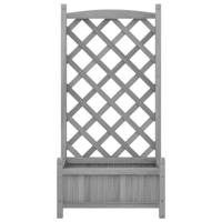 Plantenbak met latwerk massief vurenhout grijs - thumbnail