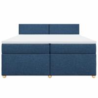 Boxspring met matras stof blauw 200x200 cm - thumbnail