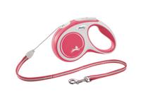 Flexi Nieuw Comfort Cord Grijs & Rood Kleine 8m intrekbare hondenriem/riem voor honden tot 12kgs/26lbs - thumbnail