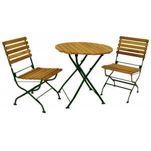 Wels houten bistroset - Robina hout Platstaal - Bruin Groen Wels houten bistroset - Robina hout Platstaal - Bruin Groen