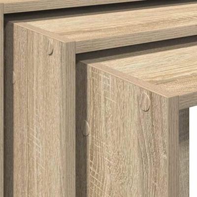 3-delige Tafeltjesset bewerkt hout sonoma eikenkleurig