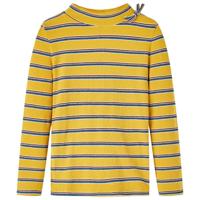Kindershirt met lange mouwen gestreept 128 okerkleurig - thumbnail