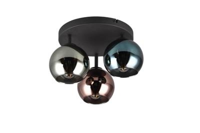 Trio Design plafondlampSheldon zwart met smoke glas - R61303017