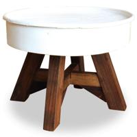 Salontafel 60x45 cm massief gerecycled hout wit - thumbnail