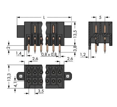 WAGO 713-1473/107-000 Male header (standaard) 1735 Totaal aantal polen: 26 Rastermaat: 3.50 mm Inhoud: 25 stuk(s)