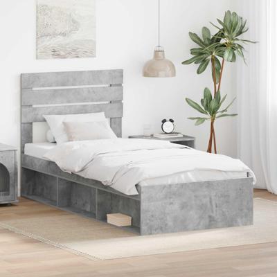Bedframe Concerte Grijs 75 x 190 cm Massief grenenhout