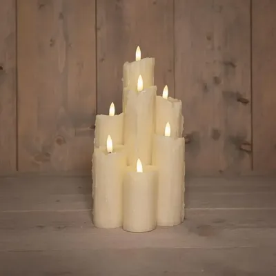 Anna&apos;s Collection LED druipkaars 3d flame set 25.5x15 cm ivoor 7 stuks