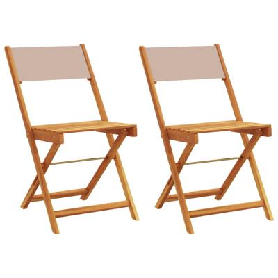 Tuinstoelen 4 st inklapbaar stof en massief hout taupe - thumbnail