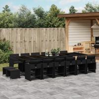 17-delige Tuinset met kussens poly rattan zwart - thumbnail