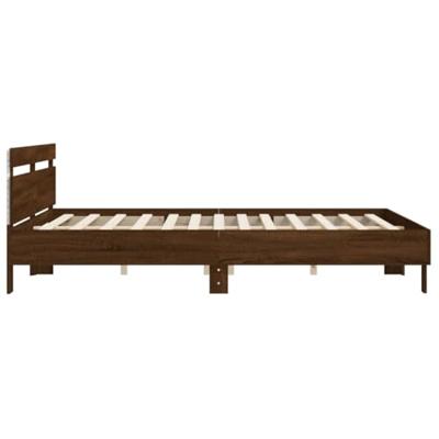 Bedframe met hoofdeinde en LED bruin eikenkleur 180x200 cm