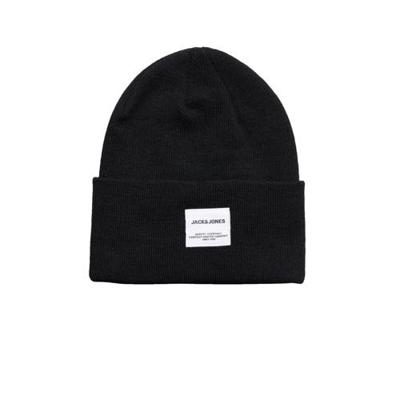 Jack and Jones Beanie Zwart Brede Rand Acryl