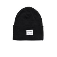 Jack and Jones Beanie Zwart Brede Rand Acryl - thumbnail