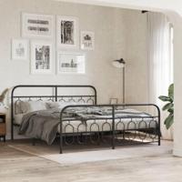 Bedframe met hoofd- en voeteneinde metaal zwart 183x213 cm - thumbnail