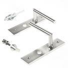 Deurkrukken Porto roestvaststaal op ronde rozet - thumbnail