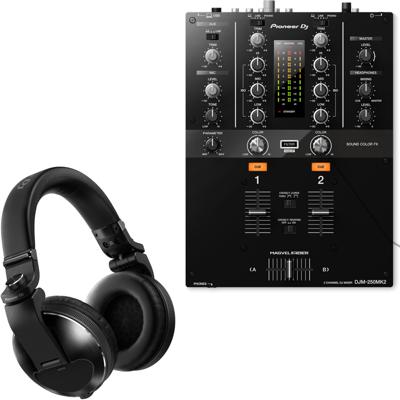 Pioneer DJ DJM-250MK2 + Pioneer HDJ-X10 DJ koptelefoon zwart Pioneer DJ DJM-250MK2 + Pioneer HDJ-X10 DJ koptelefoon zwart