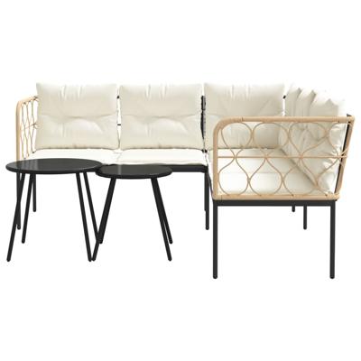 Loungeset met kussens staal en textileen zwart - thumbnail