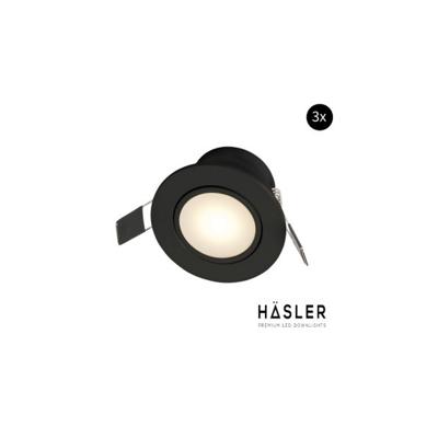 Inbouwspot Häsler Zaragoza Incl. Fase Aansnijding Dimbaar 8.3 cm 4 Watt Warm Wit Mat Zwart Set 3x