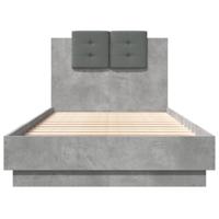 Bedframe met hoofdbord en LED-verlichting betongrijs 100x200 cm - thumbnail