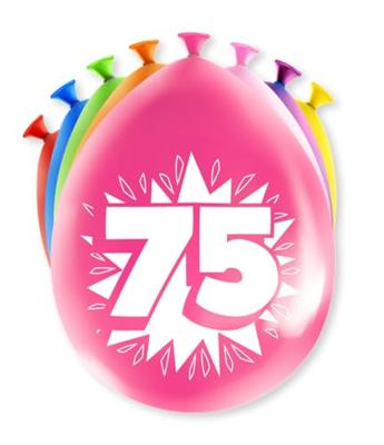 Party Ballonnen Hoera 75 Jaar - 8 Stuks - thumbnail