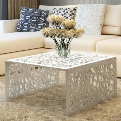 Salontafel opengewerkt ontwerp aluminium zilverkleurig