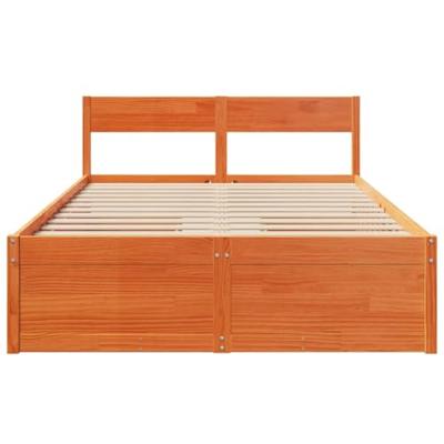 Bedframe zonder matras massief grenenhout wasbruin 120x190 cm